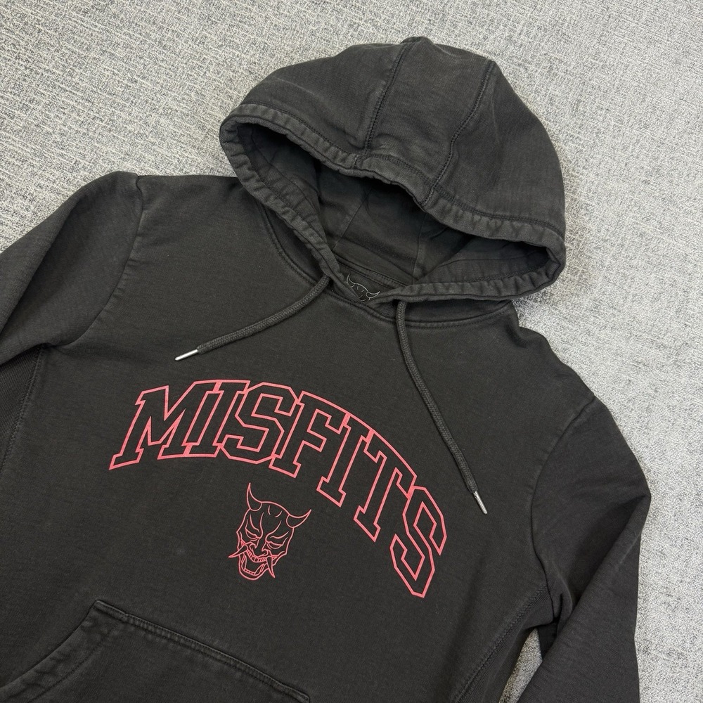Misfits Sweatshirt‎ Mens Large Black Spellout Hoodie Heavy Devil Face Grunge
